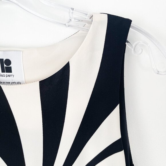 Lisa Perry Black and White Swirl Stripe Maxi Dress Gown Silk - Picture 7 of 16